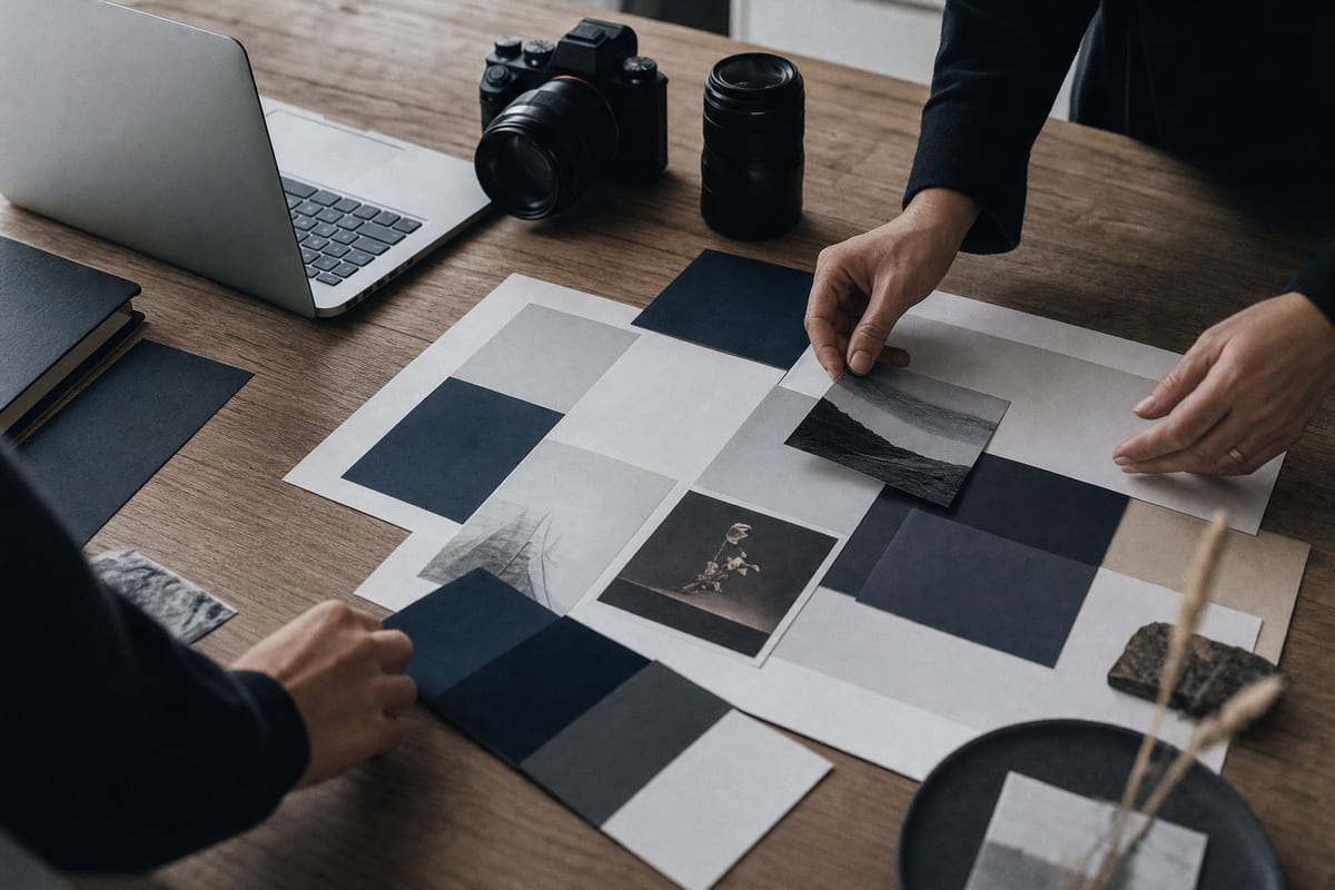 AI-generated influencer creating branded content in a modern studio setting