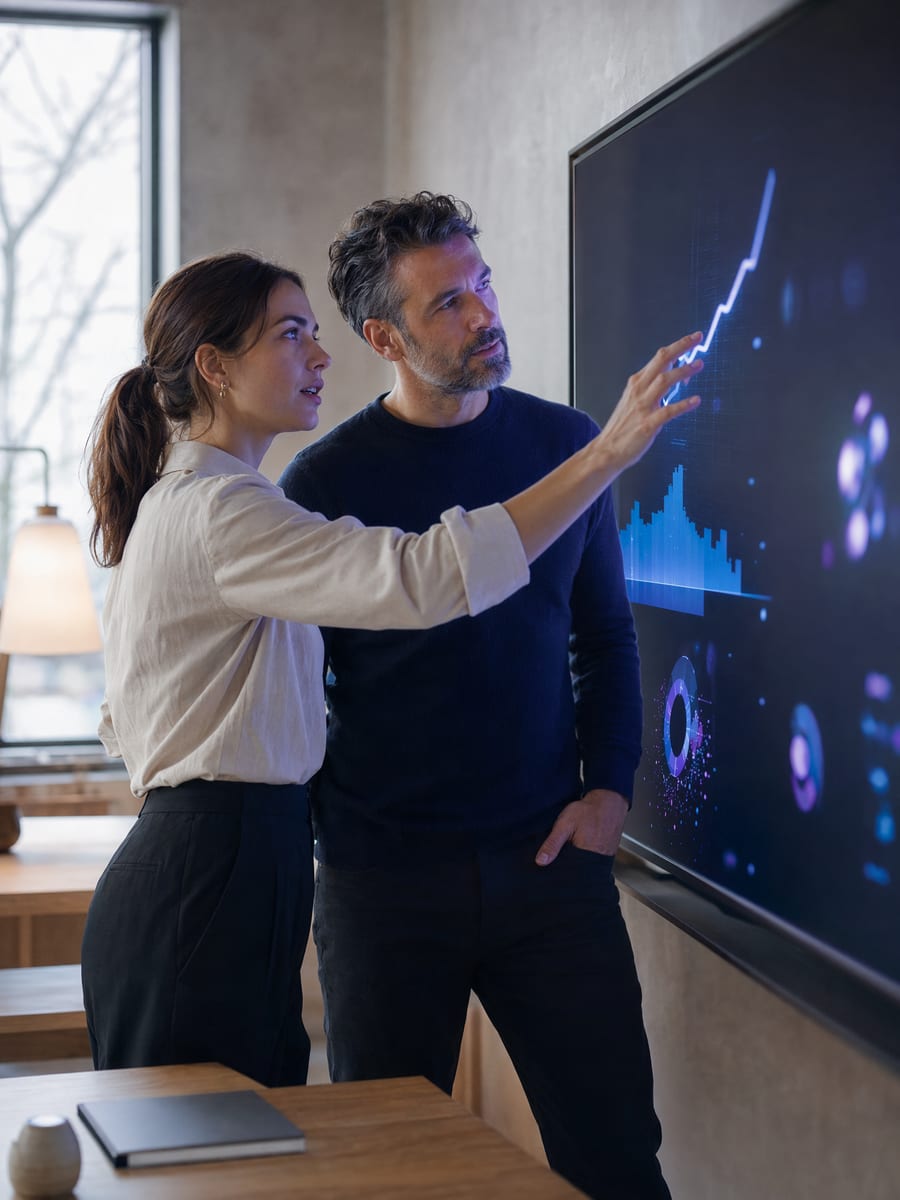 Strategists analysing a performance dashboard