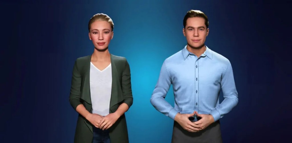 Digital avatar on a large display at a brand experience